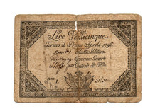 25  LIRE   VG  BANKNOTE FROM  ITALY/TORINO   1796  PICK-  RARE
