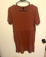 Wild Fable Brown Solid Knit T-Shirt Dress Crew Neck Pullover Short Sleeve S