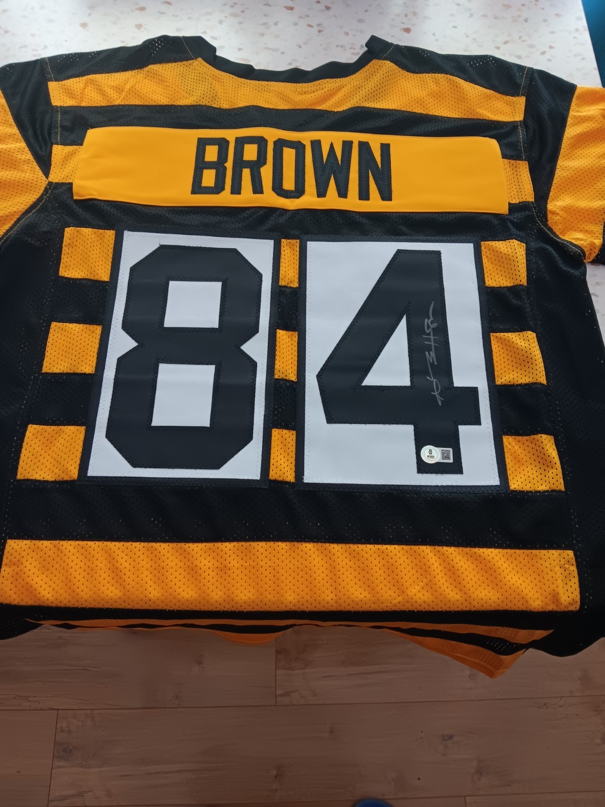 Antonio Brown Signed Steelers #84 Custom XL Football Jersey BAS Authenticated