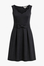 Vintage Black Cotton Sleeveless Dress with Bow Detail, Size Medium