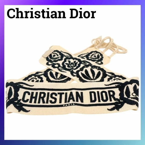 Authentique ceinture Christian Dior coton logo marque fleur blanc total 228 cm décontractée