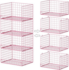 4-Tier Closet Organizers and Storage, Stackable Closet Organizer Basket, Foldabl