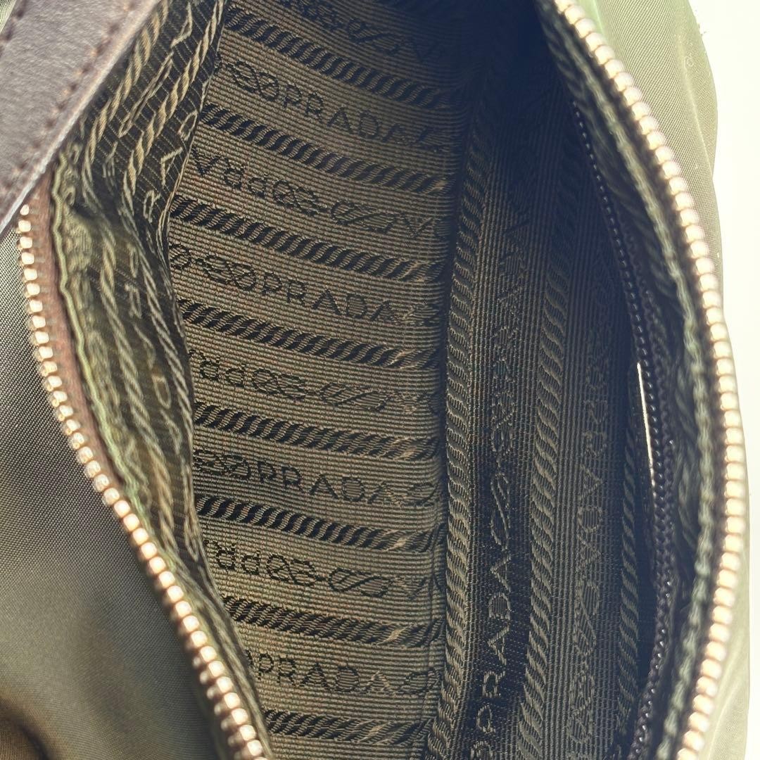 PRADA Nylon Leather Shoulder Bag Khaki thumbnail 11