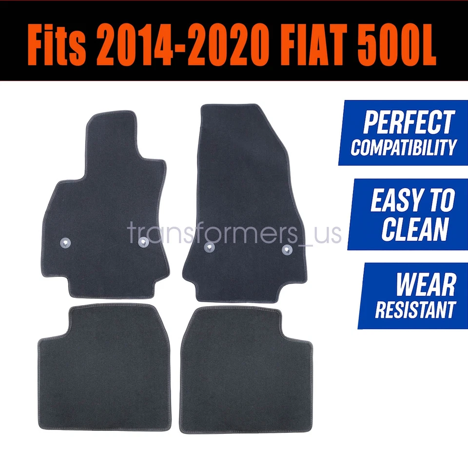 Alfombrillas delanteras y traseras negras para Fiat 500L 2014 2015 2016 2017-2020 nuevas Foto 3 de 4