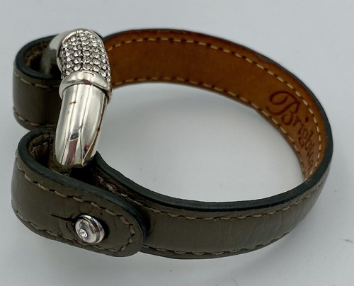 Pulsera Brighton Segovia Arcos Cuero Gris Plata Cristal Centro M/L - Imagen 6 de 17