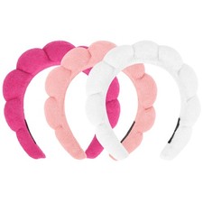 3 Pack Terry Cloth Spa Headbands Puffy Hair Bands for Skincare Makeup Removal
