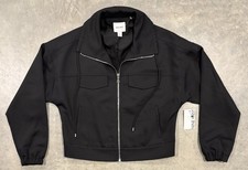 NWT Nine West Womens Soft Utility Jacket Dull Black Sz Small Zipper Front