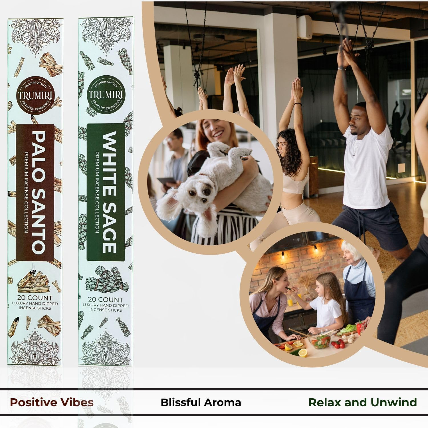 Trumiri Incense Sticks - Combo Pack of 40 Palo Santo White Sage 