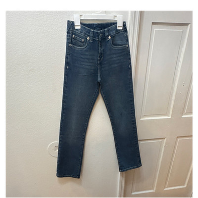 Boys Straight Leg Blue Denim Jeans Medium Wash Regular Fit Pockets Button Zip