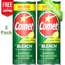 Comet cleaner with bleach  All-purpose cleaner removes stains  2 PACK Bulk Lot