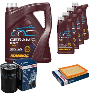BOSCH Inspektionspaket 9L MANNOL Ceramic Pro 10W-40 für Jeep Cherokee KJ 2.8