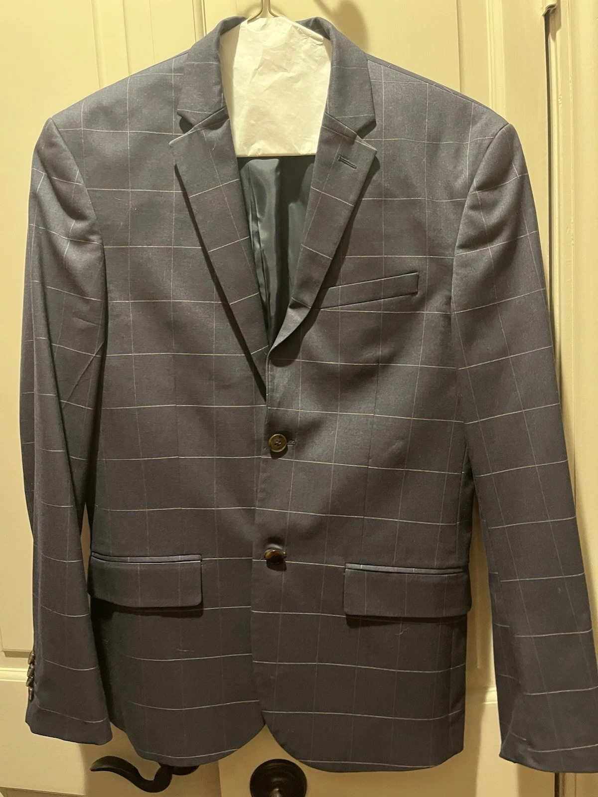 H & M Plaid Grey Blazer Jacket with Button Closure and Notch Lapel 38 R