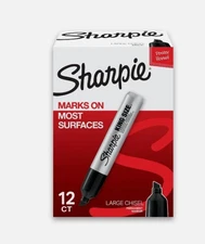 Sharpie King Size Permanent Markers, Large Chisel Tip, Black, 12 Count