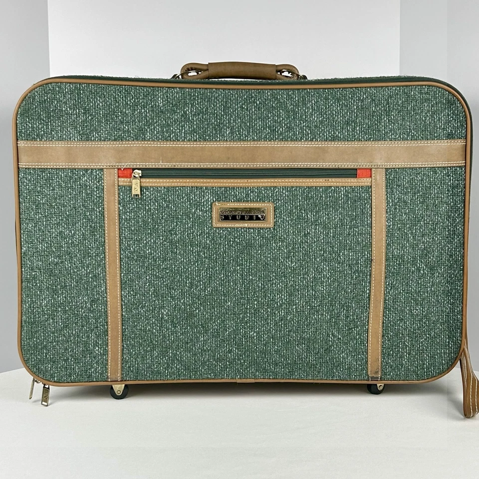 Oscar de la Renta Studio 5 件套绿色粗花呢复古行李箱套装旅行包 — 第 2/4 张图片