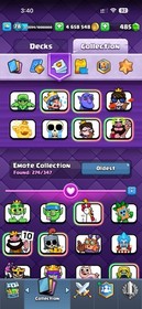 CR/LVL 78 ( 23 CARD 16 LV MAX  42 CARD 15 LV ) 13K TROPHY |274 EMOTE & 22 TOWER