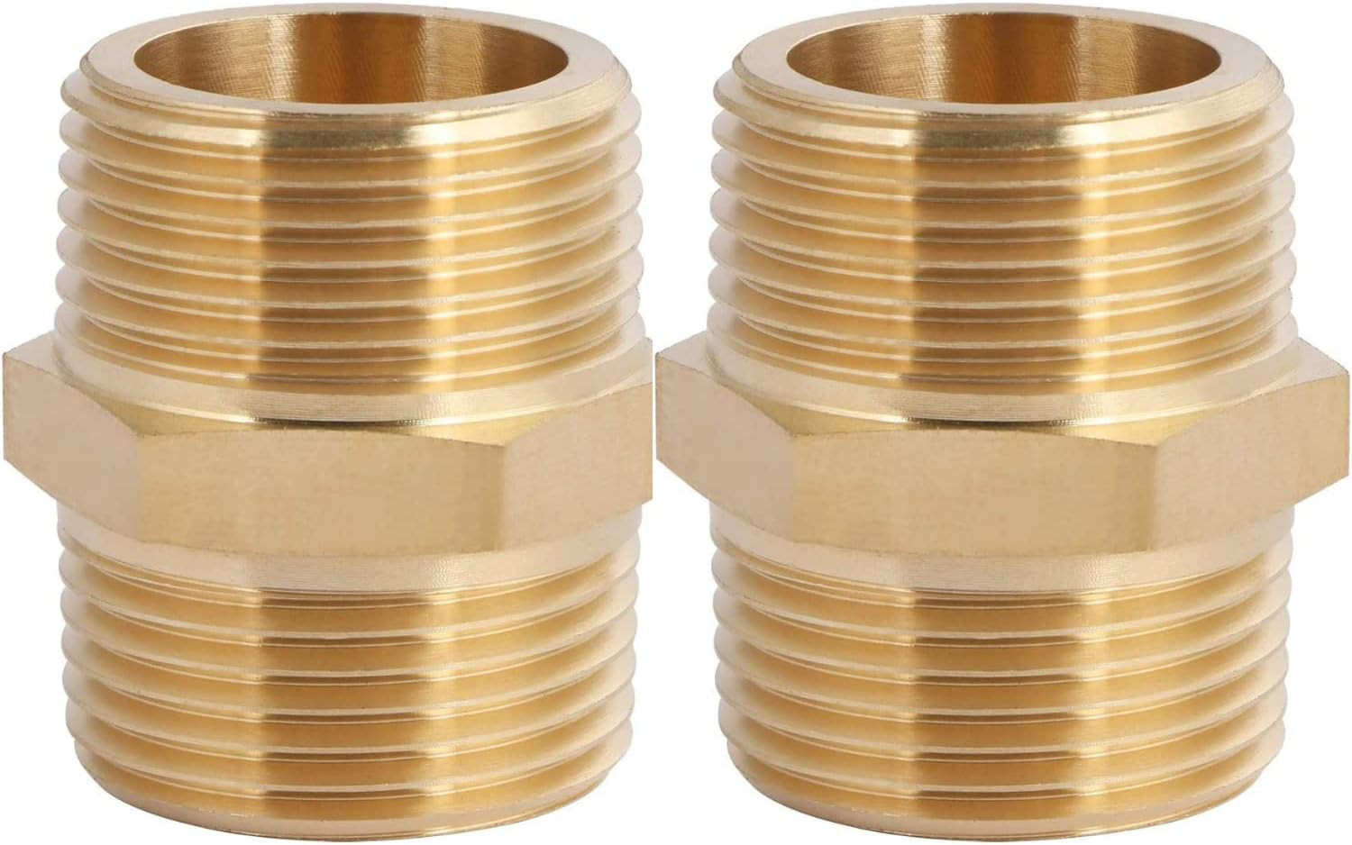 2PCS 1" x 1" Brass NPT Male Hex Nipple by