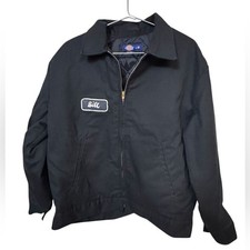 Dickies Vintage Quilted Black Canvas Mechanic Biker Jacket Bill Eagle Men s L