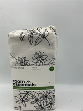Room Essentials Fitted Sheet  Cotton Blend Sateen Full Floral Gray