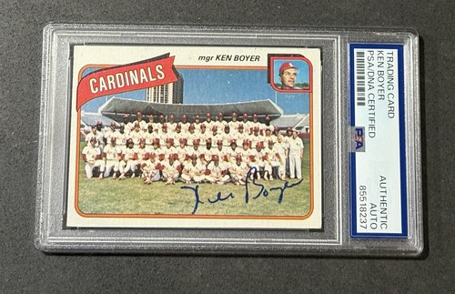 KEN BOYER 1980 TOPPS SIGNED AUTOGRAPHED CARD #244 PSA/DNA CERTIFIED