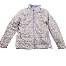 The North Face Jacket Girls XL 18 Purple Reversible Fleece Puffer Floral Zip