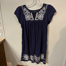 One Clothing Embroidered Navy Blue Casual Summer Dress (Women's Medium)