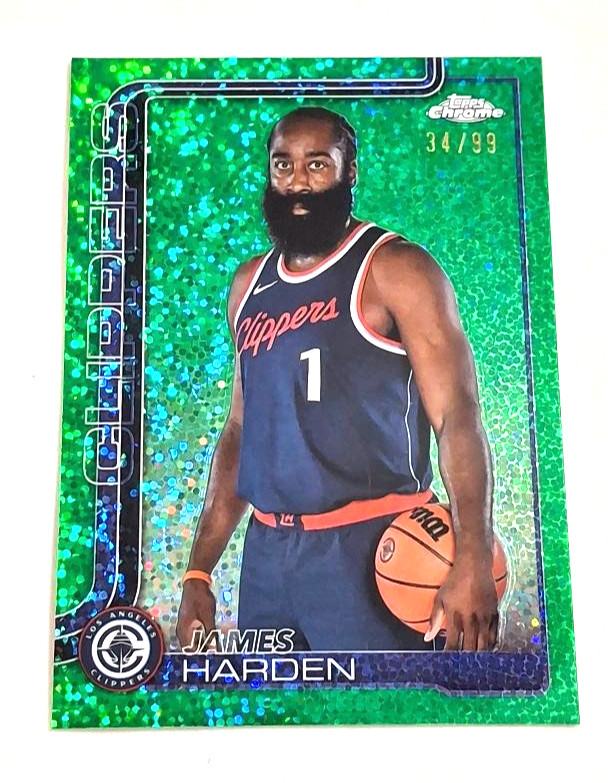 2025 Topps Chrome Green 34/99 James Harden Image Variation Los Angeles Clippers