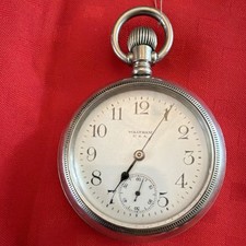 Waltham silver railroad grade pocket watch train engraving mechanical
