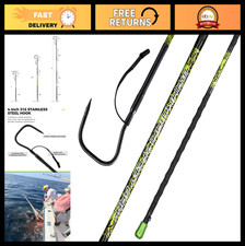 Saltwater Fishing Gaff - 4" Stainless Steel Hook, Solid Fiberglass, 3'/4'/7' Len