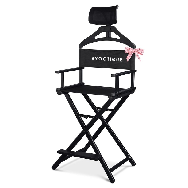 Byootique Makeup Artist Chair Protable Tall Folding Directors Chair Head Rest