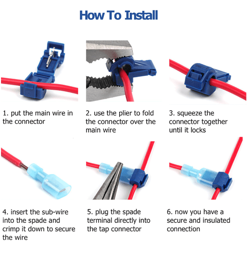 240/60PCS T-Tap Quick Splice Crimp Terminals Kit Insulated Spade Wire Connectors - Picture 6 of 15