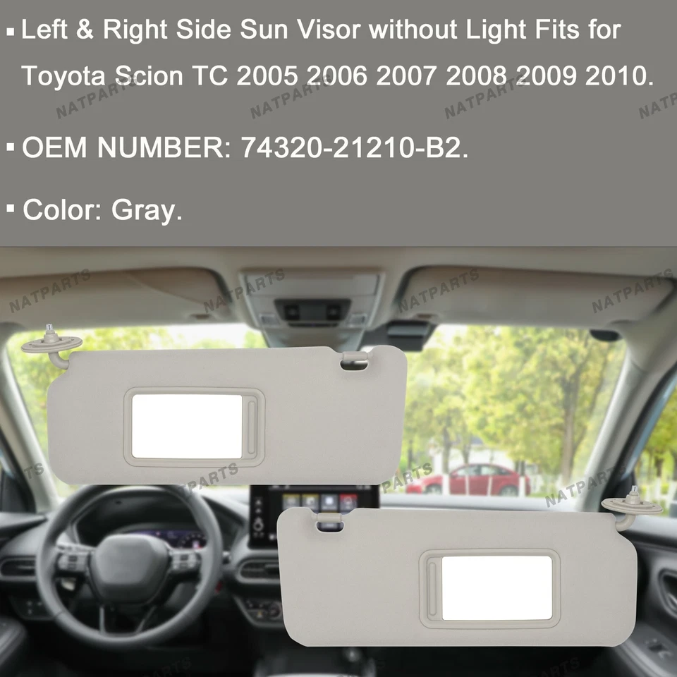Left&Right Side Sun Visor W/O Light Fits for2005-2010 Toyota Scion74320-21210-B2 - Image 2 of 4