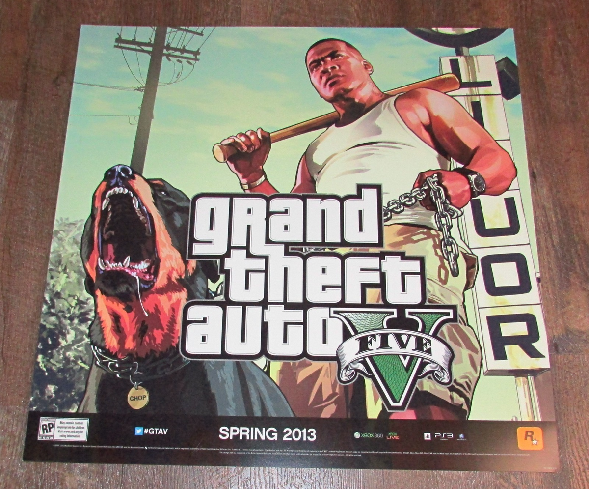 Grand Theft Auto V 5 - 2013 Promo Retail Vinyl Poster 24x24 PS3
