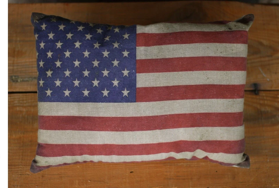 Throw Pillow American Flag Rectangle 14 x 9 inch Primitive Patriotic Decor - Image 3 of 4