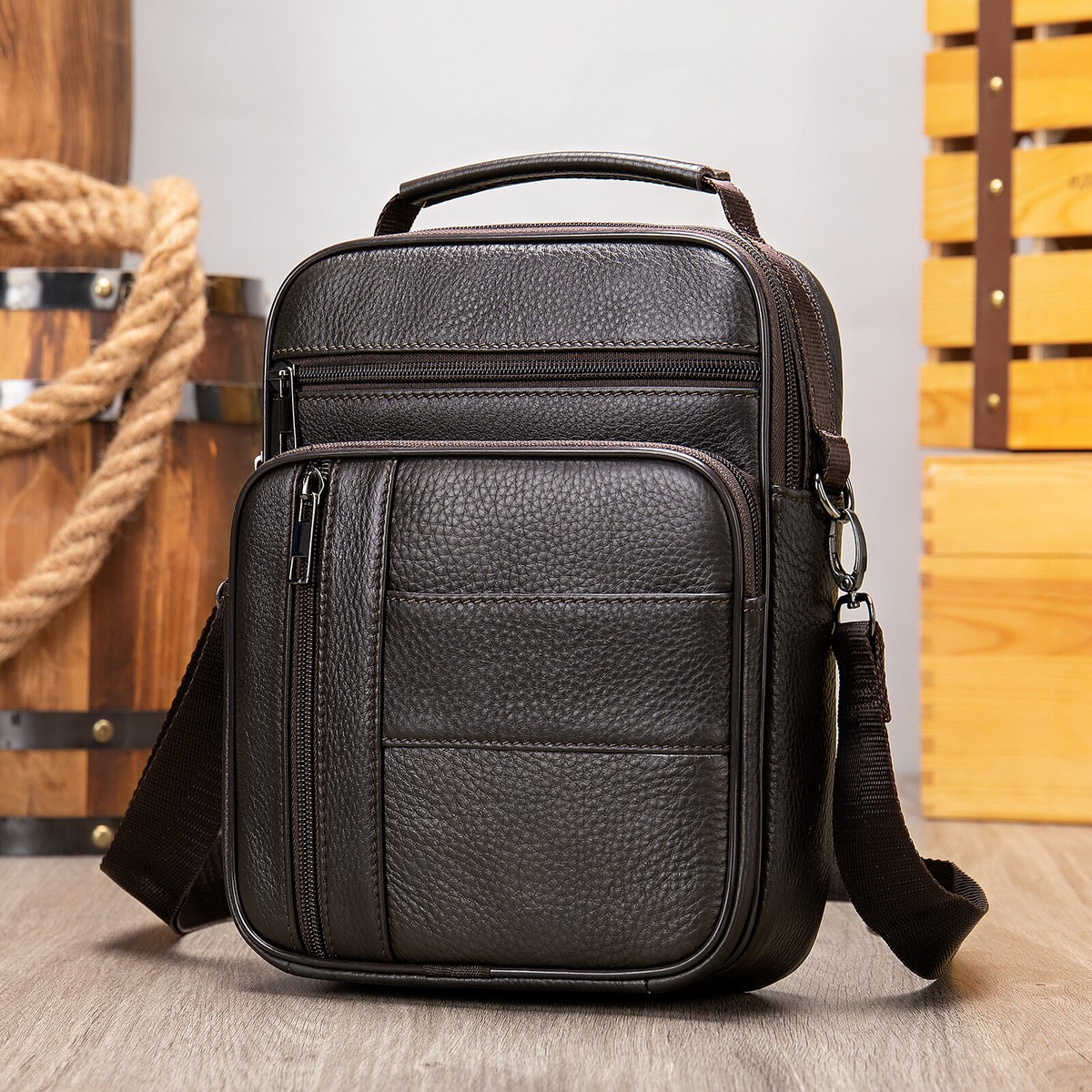 Genuine Leather Sling Bag Small Crossbody Purse Handmade Daypack :3 Leather Sling Bag | Crossbody Bag main image 2