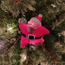 Star Santa Clause Acrylic Ornaments Set of 10 Christmas Clip-On