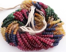 1 Strand Natural Multi Sapphire Smooth Rondel...