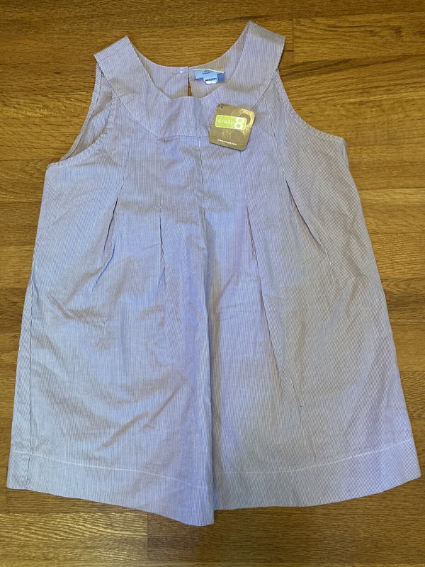 NWT CRAZY 8 Lavender and White Stripe Cotton Swing Top Girls XL 14