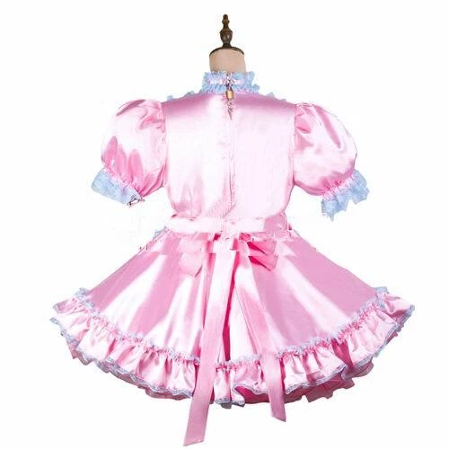 Maid Sissy Girl Pink satin Lockable Dress Cosplay Costume Custom Made - Image 2 of 3
