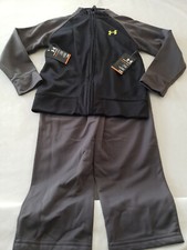 Under Armour BLACK GRAY Boys Track Suit - Jacket  Pants - 2 Piece Set - Size 5