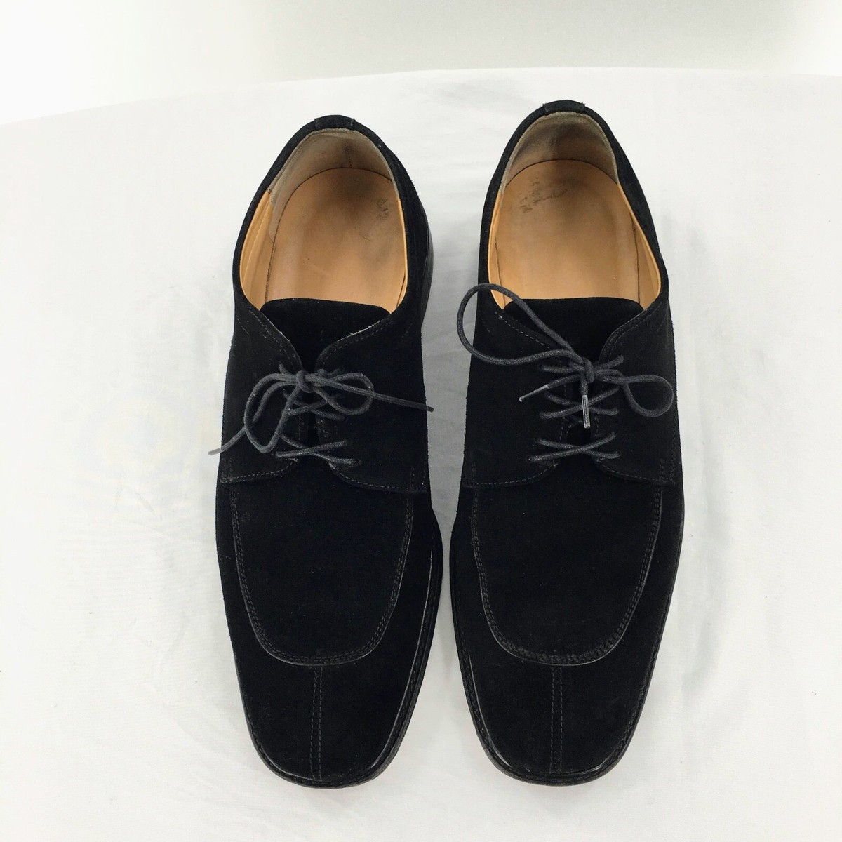 Salvatore Ferragamo Mens Suede Oxford Shoe Black Apron Split  display picture 1