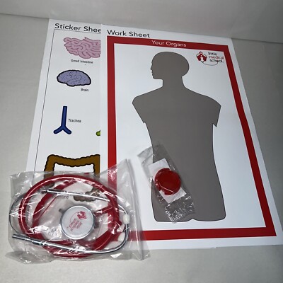 Little Medical School Children's Working Stethoscope with ID Tag & Stickers