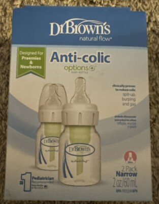 Dr. Brown's Natural Flow Anti-Colic Baby Bottle, 2 oz, 2 Ct preemie and newborns