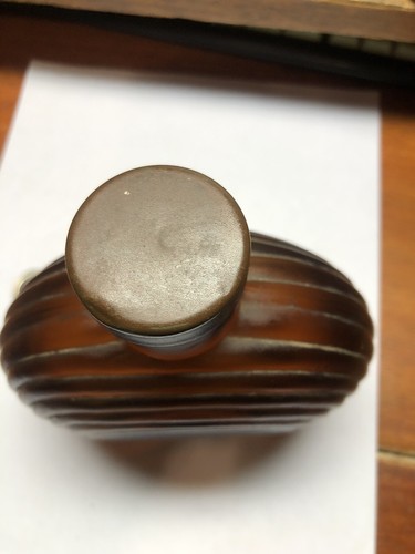 Vintage Owens Illinois Glass Art Deco Round Ribbed Satin Finish Bottle W Cap - Picture 5 of 8