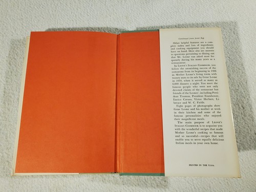 Vintage Leone's Italian Cookbook By Gene Leone Forward by Dwight Eisenhower 1967 - Picture 11 of 11