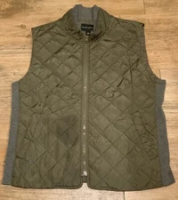 Banana Republic Olive Green Gray Quilted Side Panel Vest Mens Size Medium