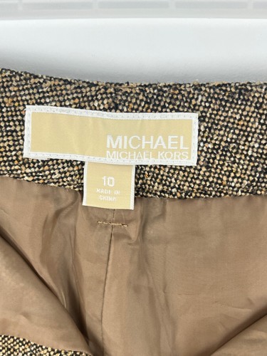 Michael Kors Shorts Women's Size 10 Brown Tweed Acrylic Polyester Wool Cotton - Picture 4 of 7
