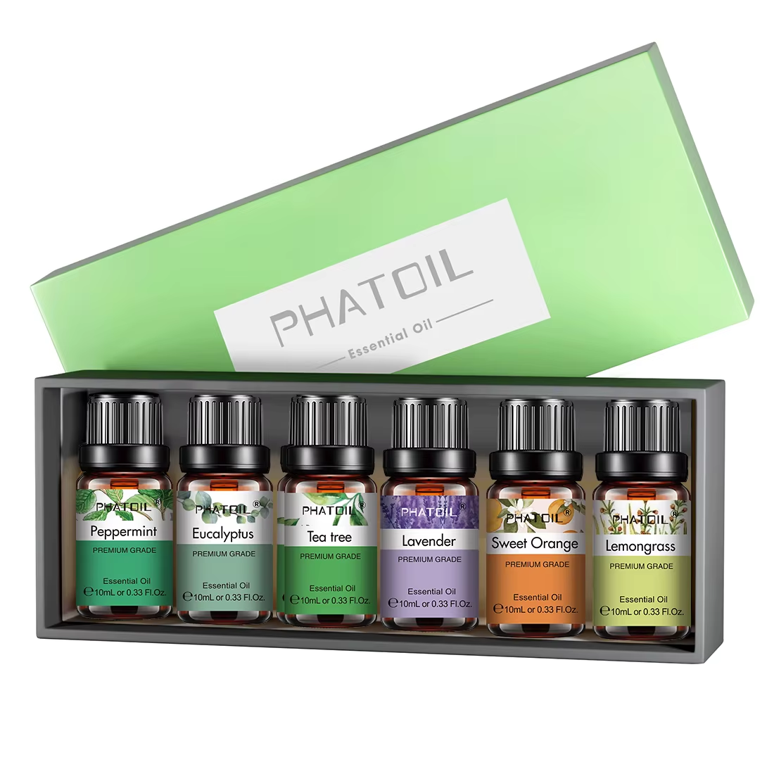 6PCS Aromatherapy Essential Oil Set - 10ml Lavender Eucalyptus Peppermint Tea Tree Oil