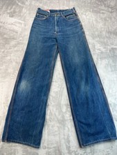 Vintage Cimone Jeans Womens 9/30 28 x 33 Blue / Orange Stitches Flare Bottom