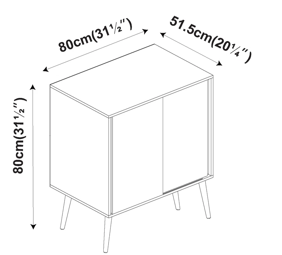 2-Door Sliding Chest Cabinet Sideboard Closet Storage Cupboard Organiser w/Legs - Image 2 of 2