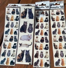 Sticky Pix Cat Stickers •Paper House•Different Breeds•Lot of 4 Sealed Strips